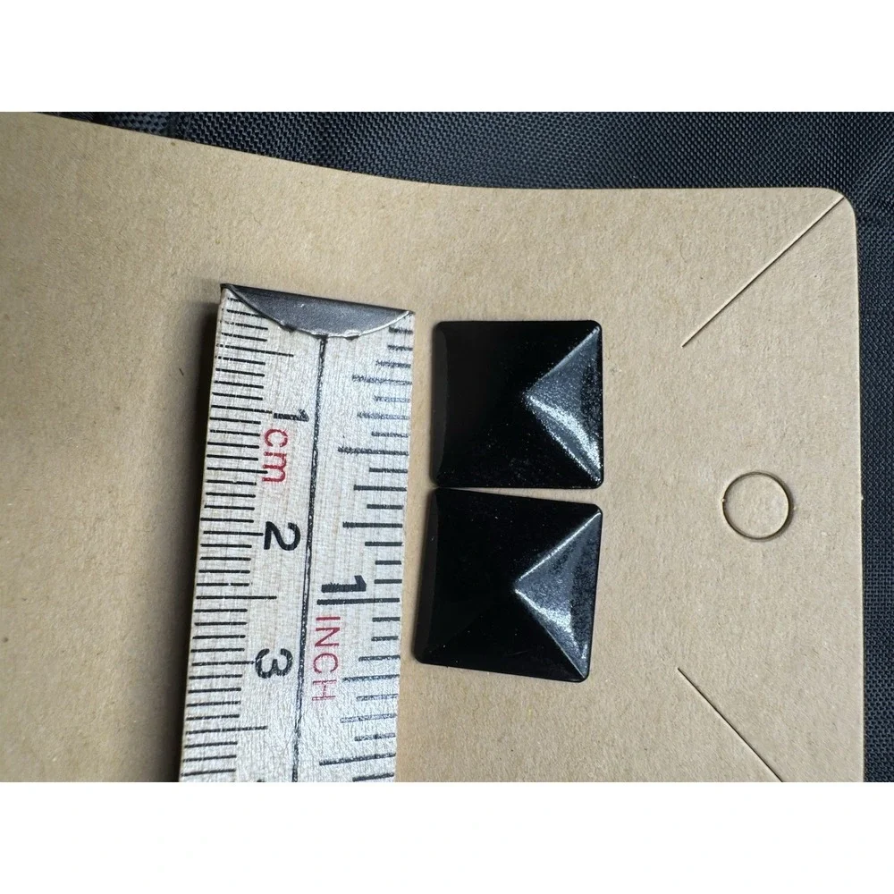 Vintage Black Square Enamel Earrings